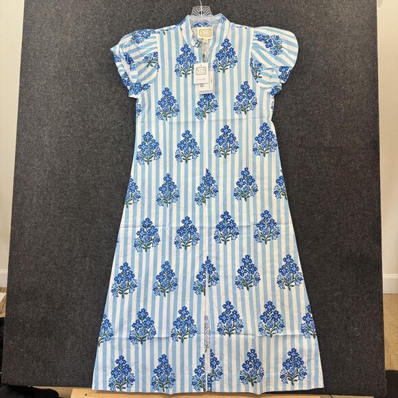 Sail to Sable Dresses & Skirts - Sail To Sable Dress Women's Small Blue Hydrangea Puff Sleeve Midi Cotton Floral